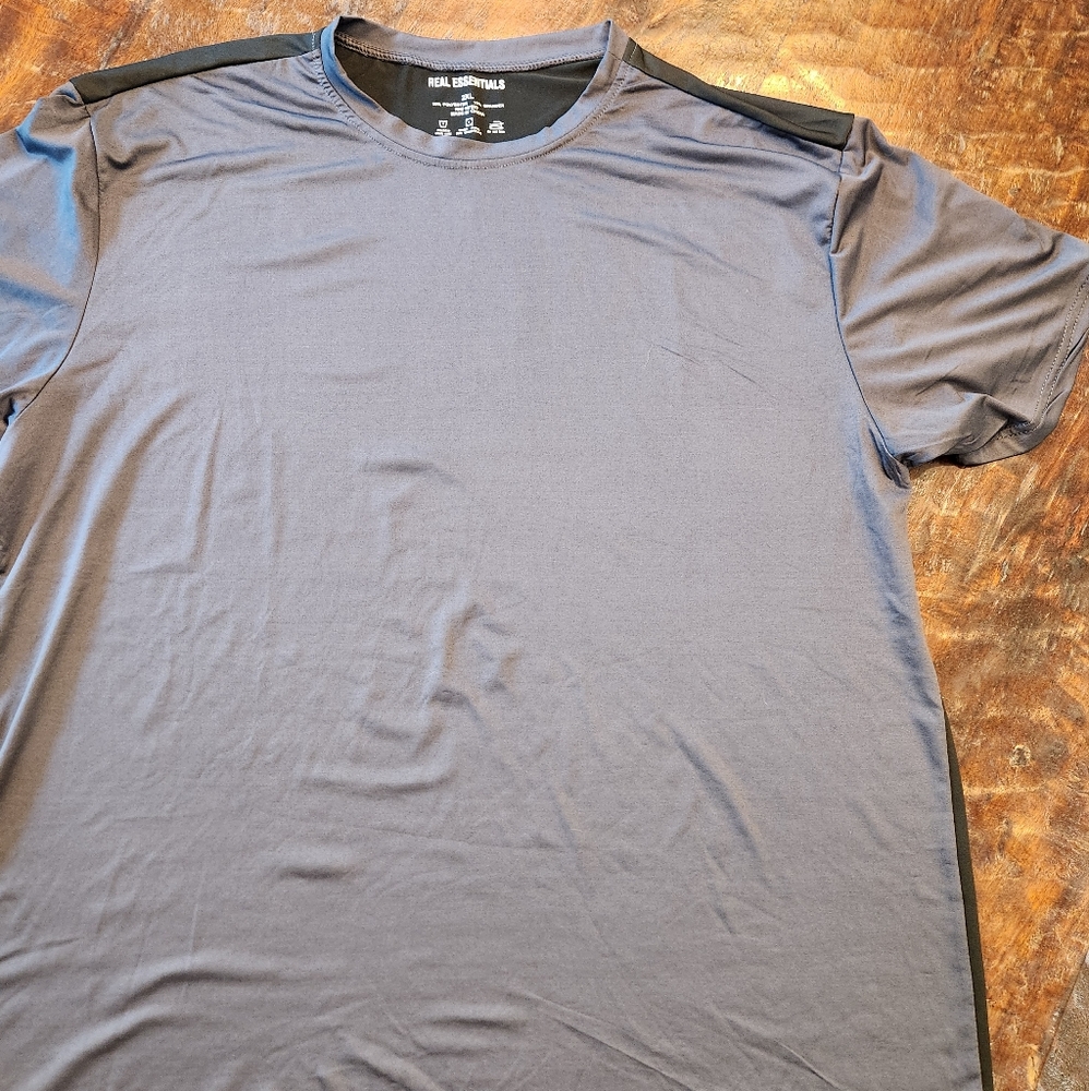 Real Essentials Men's Short-Sleeve Performance T-Shirt Grey/Black Size 2XL